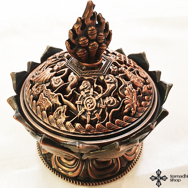 bronze lotus incense burner füstölő tartó 4