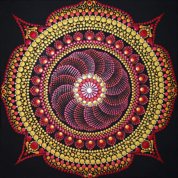 Tűzkerék Mandala festmény 30x30 cm