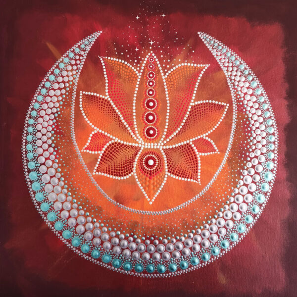 Lótusz Mandala festmény 40x40 cm
