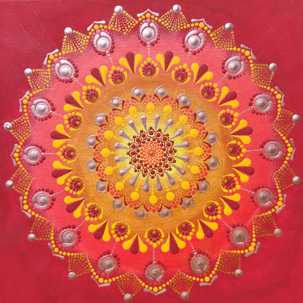 Gyökércsakra Mandala festmény 30x30 cm