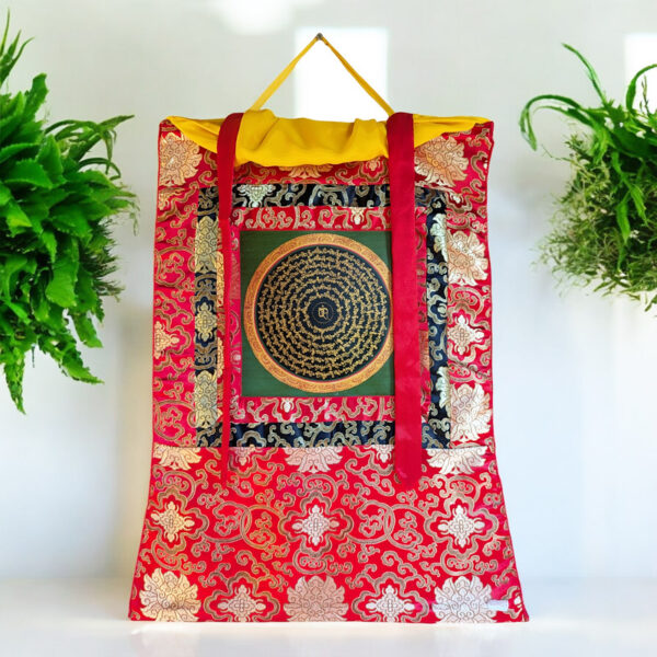 Nepáli buddhista mandala thangka Om Mani Padme Hum mantrával