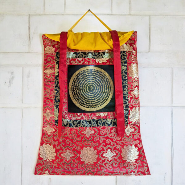 Nepáli buddhista mandala thangka Om Mani Padme Hum mantrával