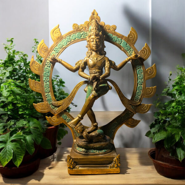 Hatalmas táncoló Shiva Nataraja bronz-sárgaréz szobor