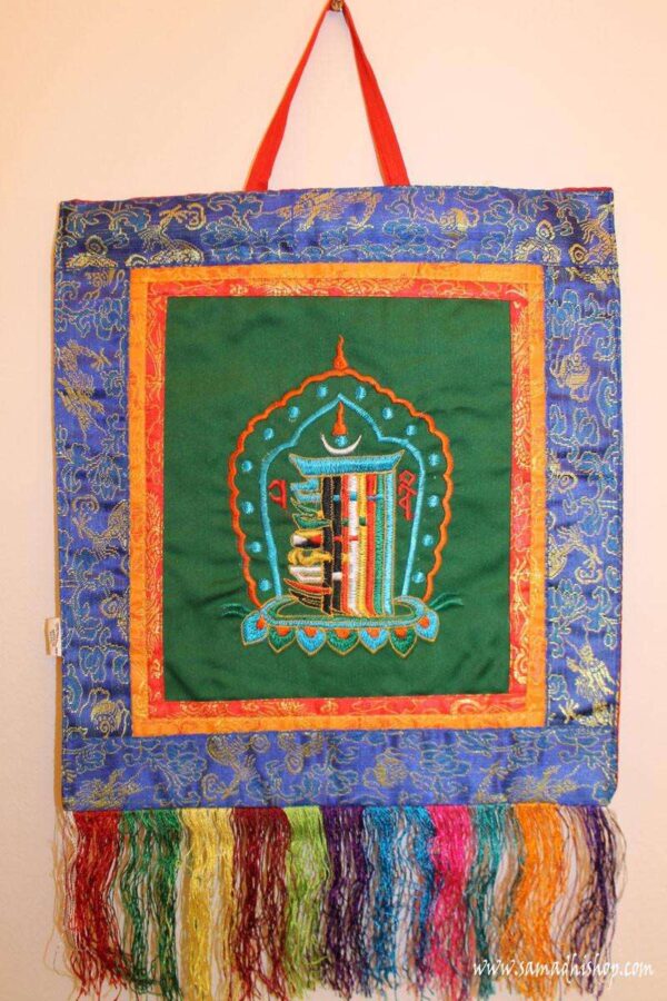 Kalachakra symbol wall hanging (green background)